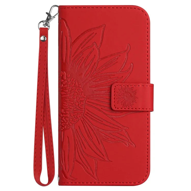 HT04 For Honor 200 Pro 5G Case Sunflower Leather Phone Cover with Hand Strap