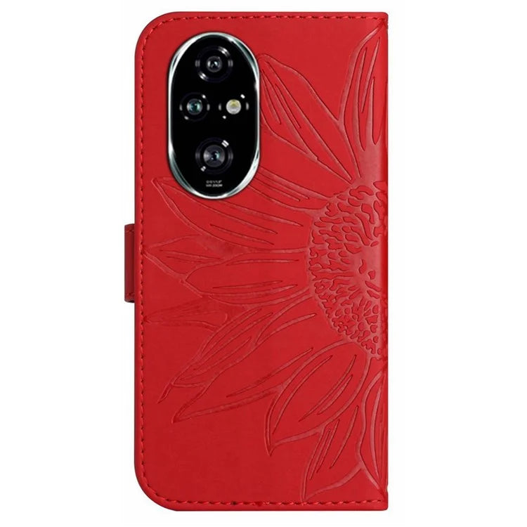 HT04 For Honor 200 Pro 5G Case Sunflower Leather Phone Cover with Hand Strap