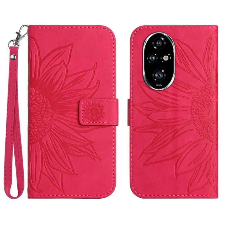 HT04 For Honor 200 Pro 5G Case Sunflower Leather Phone Cover with Hand Strap