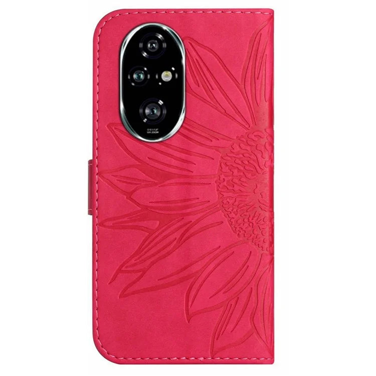 HT04 For Honor 200 Pro 5G Case Sunflower Leather Phone Cover with Hand Strap