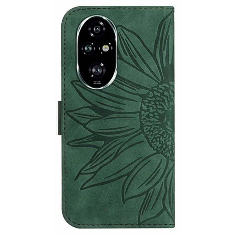 HT04 For Honor 200 Pro 5G Case Sunflower Leather Phone Cover with Hand Strap