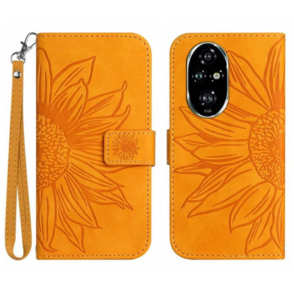HT04 For Honor 200 Pro 5G Case Sunflower Leather Phone Cover with Hand Strap