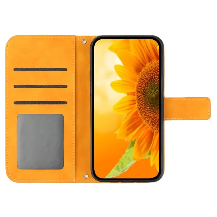 HT04 For Honor 200 Pro 5G Case Sunflower Leather Phone Cover with Hand Strap