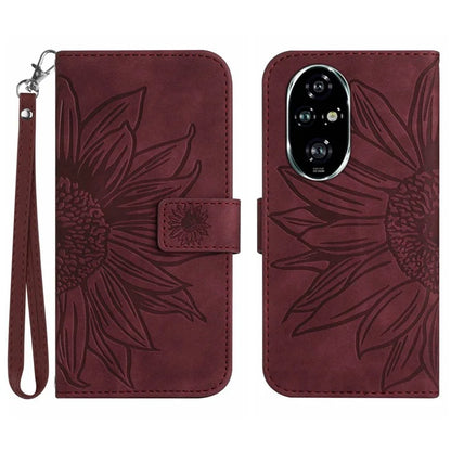 HT04 For Honor 200 Pro 5G Case Sunflower Leather Phone Cover with Hand Strap
