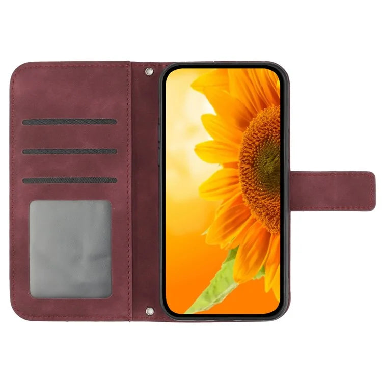 HT04 For Honor 200 Pro 5G Case Sunflower Leather Phone Cover with Hand Strap