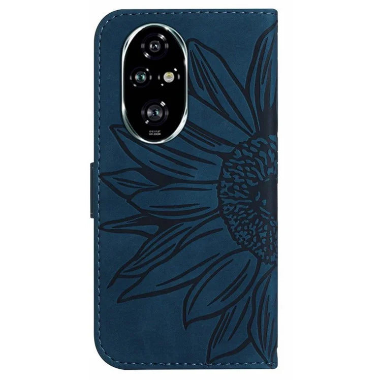 HT04 For Honor 200 Pro 5G Case Sunflower Leather Phone Cover with Hand Strap