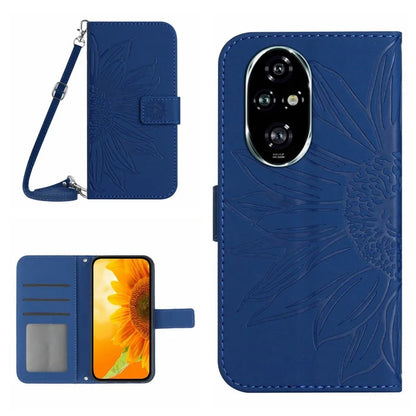 HT04 For Honor 200 Pro 5G Case Sunflower Flip Leather Phone Cover Card Slots