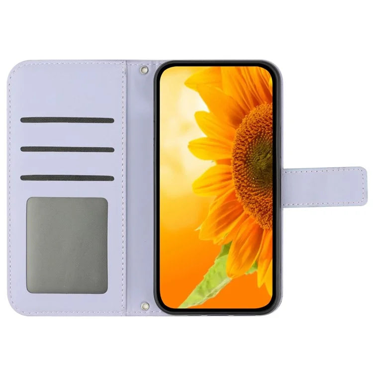 HT04 For Honor 200 Pro 5G Case Sunflower Flip Leather Phone Cover Card Slots