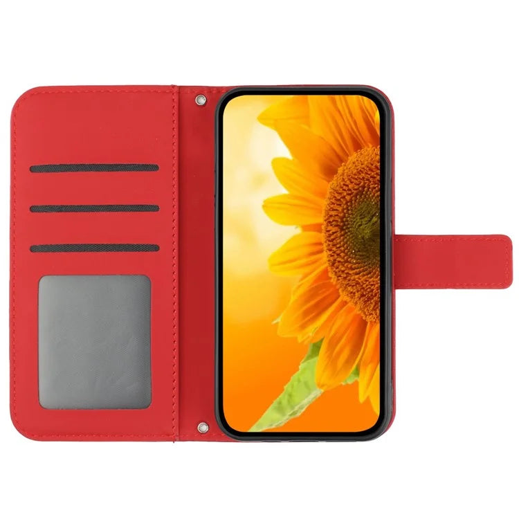 HT04 For Honor 200 Pro 5G Case Sunflower Flip Leather Phone Cover Card Slots