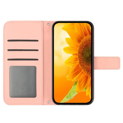 HT04 For Honor 200 Pro 5G Case Sunflower Flip Leather Phone Cover Card Slots