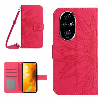 HT04 For Honor 200 Pro 5G Case Sunflower Flip Leather Phone Cover Card Slots