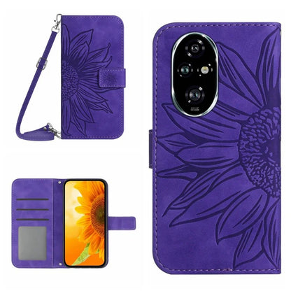 HT04 For Honor 200 Pro 5G Case Sunflower Flip Leather Phone Cover Card Slots