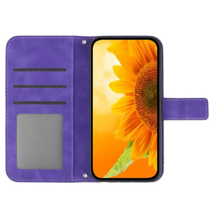 HT04 For Honor 200 Pro 5G Case Sunflower Flip Leather Phone Cover Card Slots