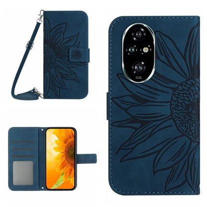 HT04 For Honor 200 Pro 5G Case Sunflower Flip Leather Phone Cover Card Slots