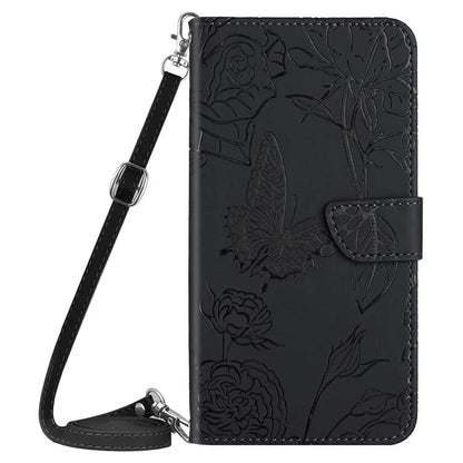 HT03 For Honor 200 Pro 5G Crossbody Case Butterfly Flowers Leather Flip Phone Cover