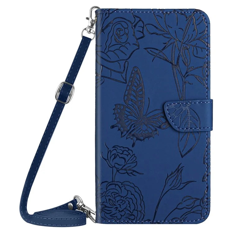HT03 For Honor 200 Pro 5G Crossbody Case Butterfly Flowers Leather Flip Phone Cover