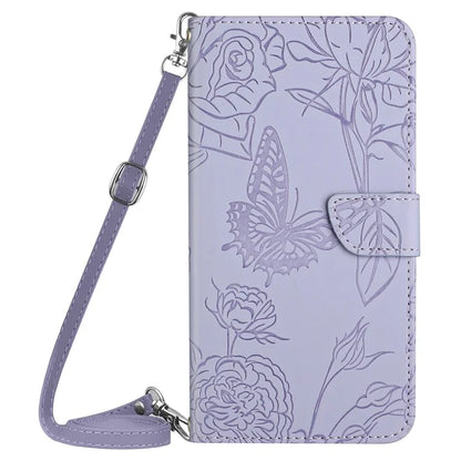 HT03 For Honor 200 Pro 5G Crossbody Case Butterfly Flowers Leather Flip Phone Cover