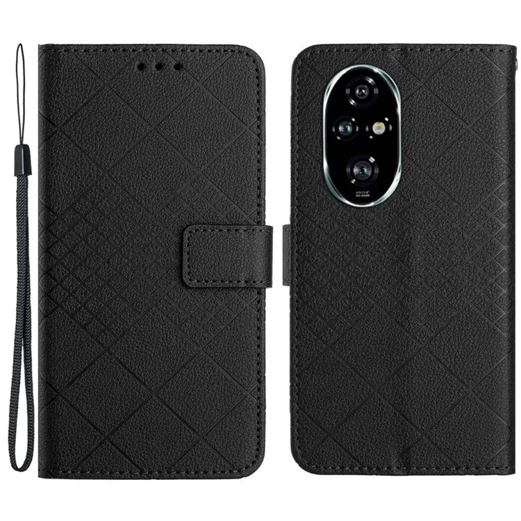 HT06 For Honor 200 Pro 5G Case Rhombus Imprinted Leather Wallet Phone Cover