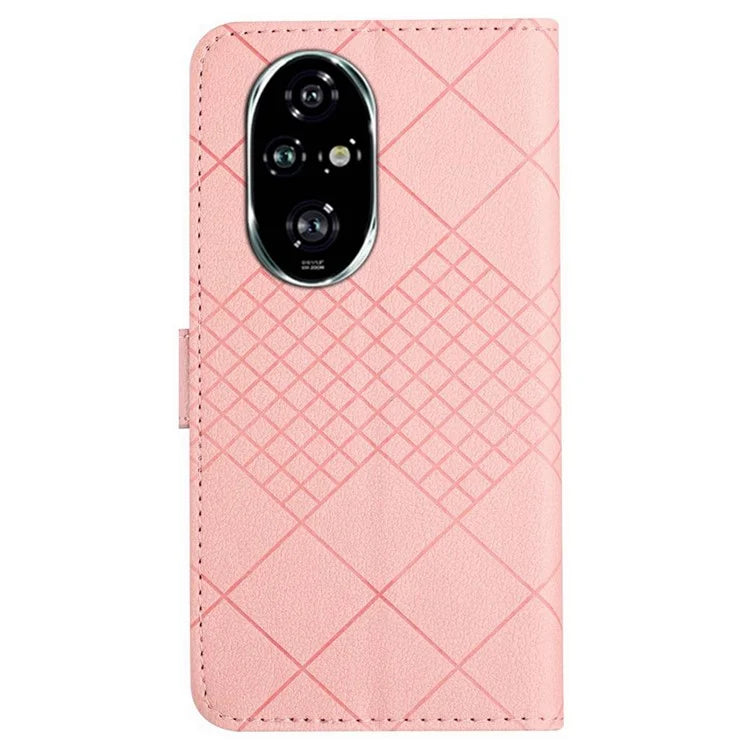 HT06 For Honor 200 Pro 5G Case Rhombus Imprinted Leather Wallet Phone Cover