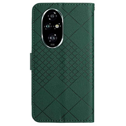 HT06 For Honor 200 Pro 5G Case Rhombus Imprinted Leather Wallet Phone Cover