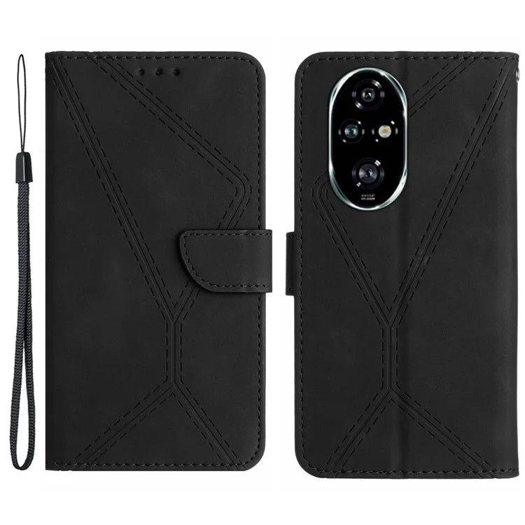 HT05 For Honor 200 Pro 5G Case Card Holder Leather Phone Cover Lines Imprinted
