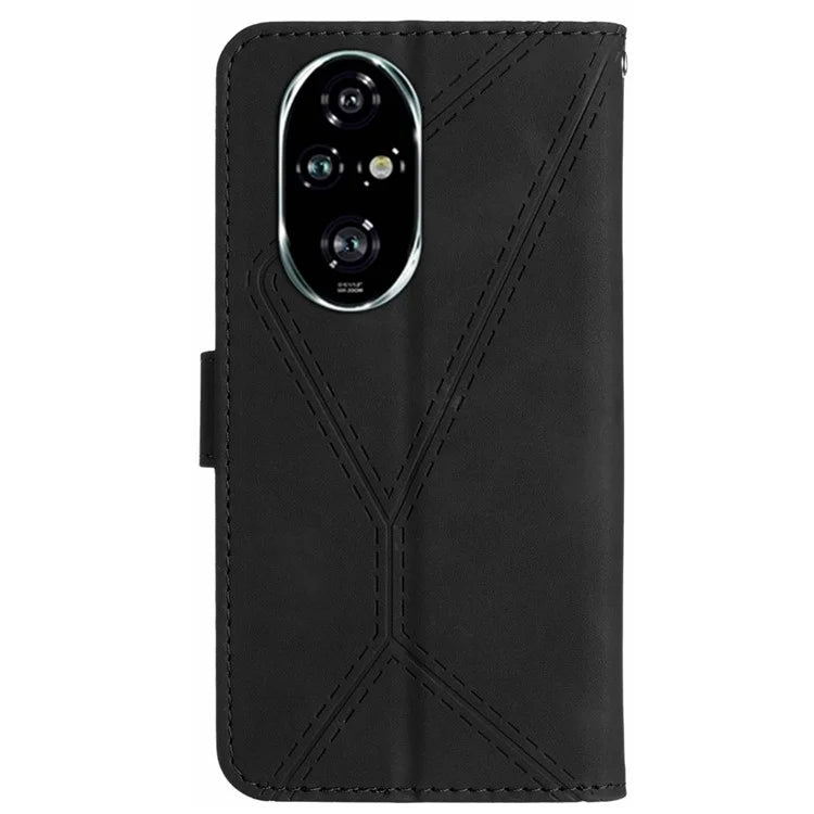 HT05 For Honor 200 Pro 5G Case Card Holder Leather Phone Cover Lines Imprinted