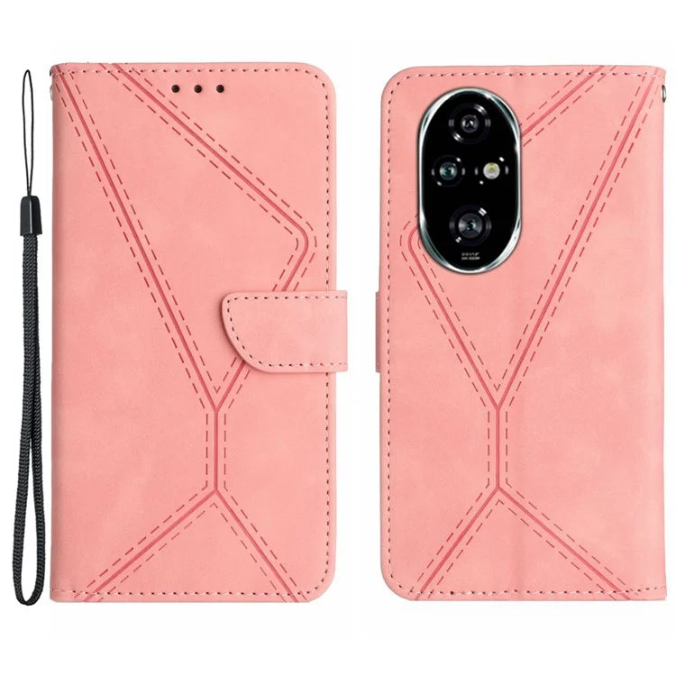 HT05 For Honor 200 Pro 5G Case Card Holder Leather Phone Cover Lines Imprinted