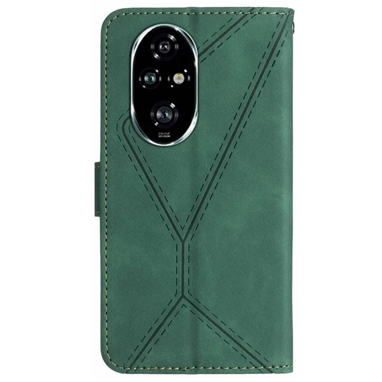 HT05 For Honor 200 Pro 5G Case Card Holder Leather Phone Cover Lines Imprinted