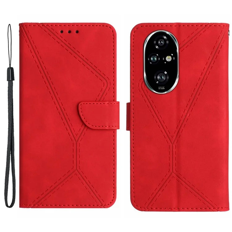 HT05 For Honor 200 Pro 5G Case Card Holder Leather Phone Cover Lines Imprinted
