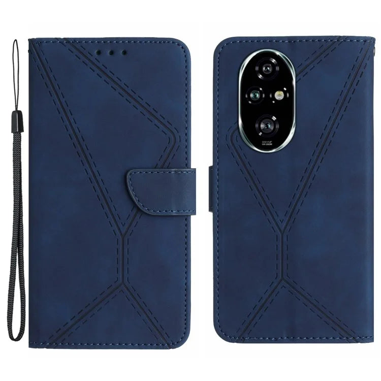 HT05 For Honor 200 Pro 5G Case Card Holder Leather Phone Cover Lines Imprinted