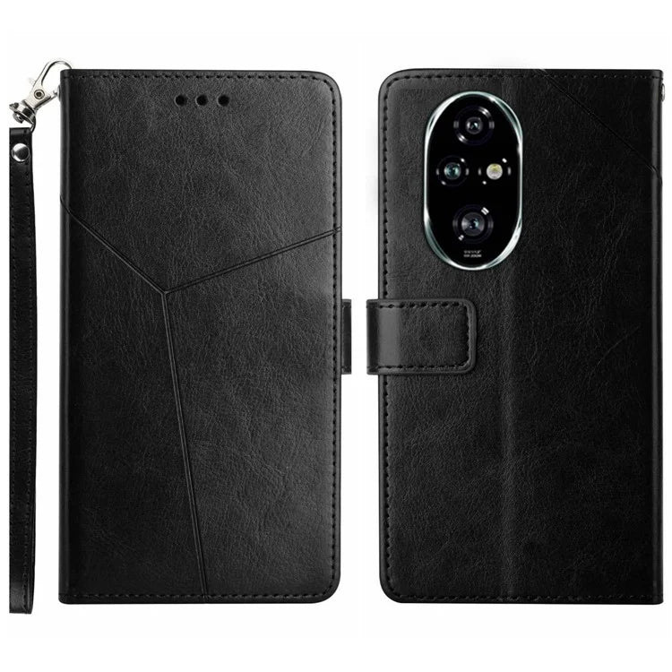 HT01 For Honor 200 Pro 5G Case Y-Shaped Lines Imprinted Leather Phone Cover