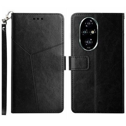 HT01 For Honor 200 Pro 5G Case Y-Shaped Lines Imprinted Leather Phone Cover