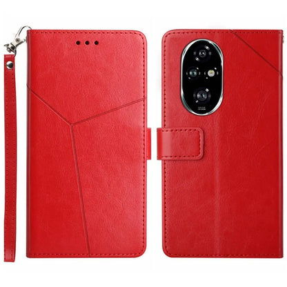 HT01 For Honor 200 Pro 5G Case Y-Shaped Lines Imprinted Leather Phone Cover