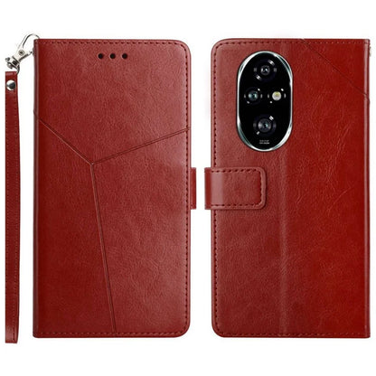 HT01 For Honor 200 Pro 5G Case Y-Shaped Lines Imprinted Leather Phone Cover