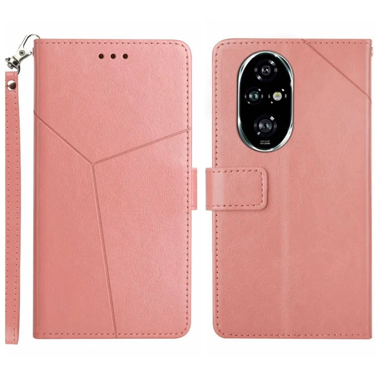 HT01 For Honor 200 Pro 5G Case Y-Shaped Lines Imprinted Leather Phone Cover