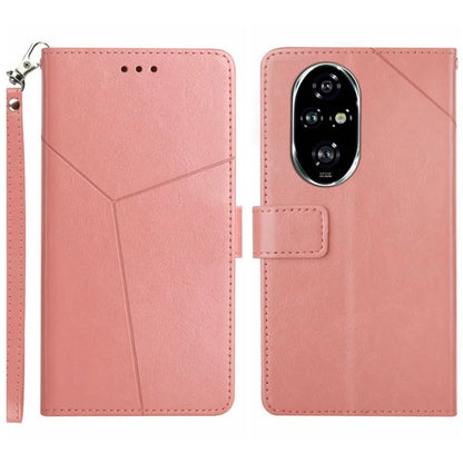 HT01 For Honor 200 Pro 5G Case Y-Shaped Lines Imprinted Leather Phone Cover