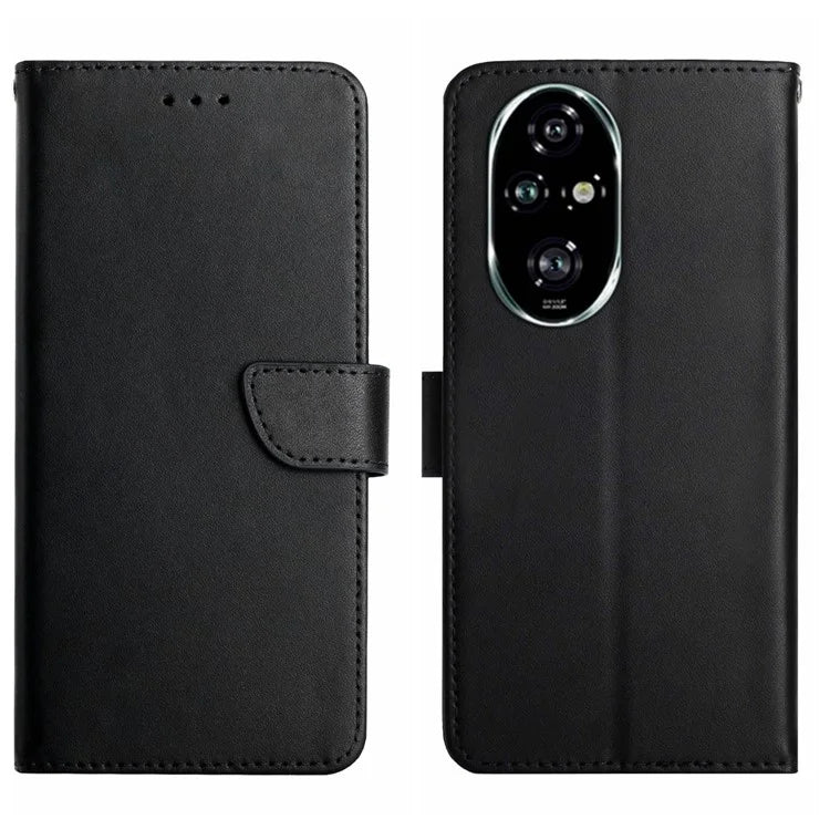 HT02 For Honor 200 5G Case Genuine Cow Leather Solid Color Phone Wallet Cover