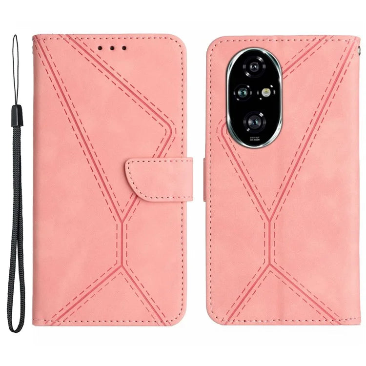 HT05 For Honor 200 5G Case Lines Imprinted Wallet Leather Phone Cover