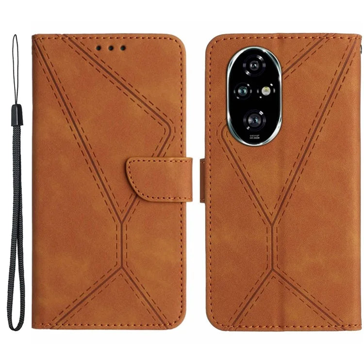 HT05 For Honor 200 5G Case Lines Imprinted Wallet Leather Phone Cover