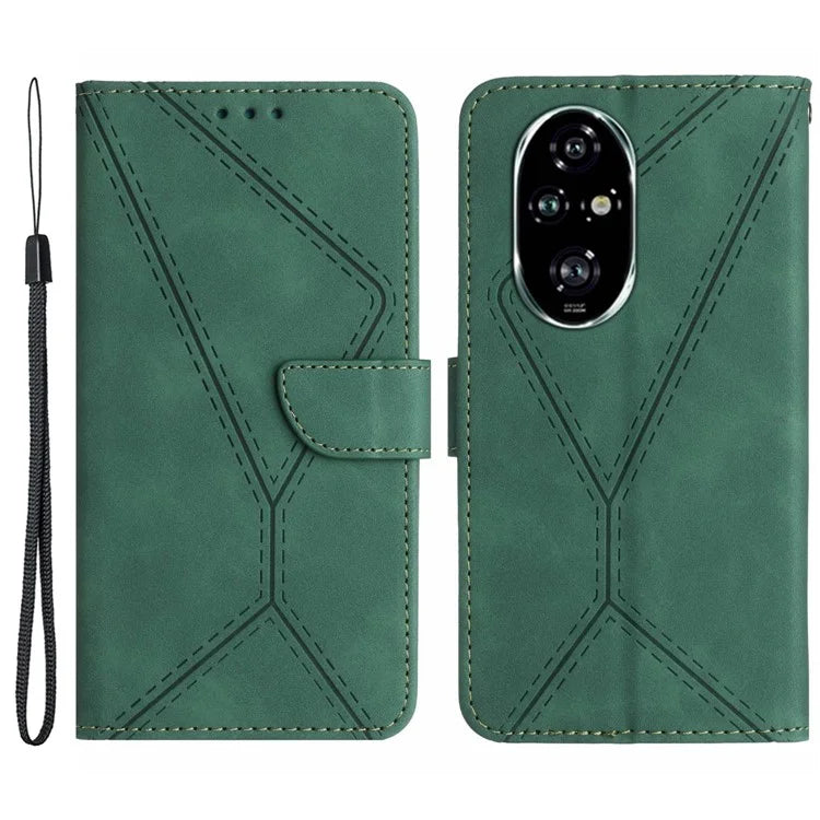 HT05 For Honor 200 5G Case Lines Imprinted Wallet Leather Phone Cover