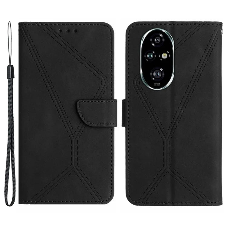 HT05 For Honor 200 5G Case Lines Imprinted Wallet Leather Phone Cover