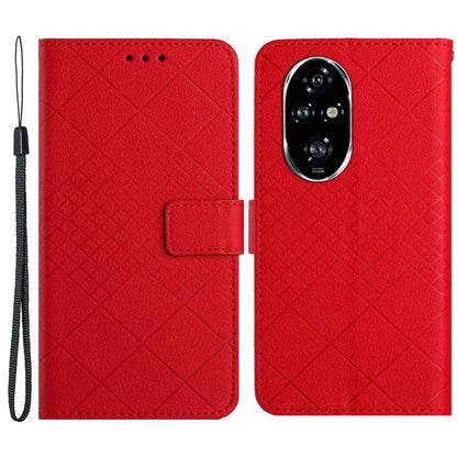 HT06 For Honor 200 5G Case PU Leather Wallet Flip Phone Cover Rhombus Pattern