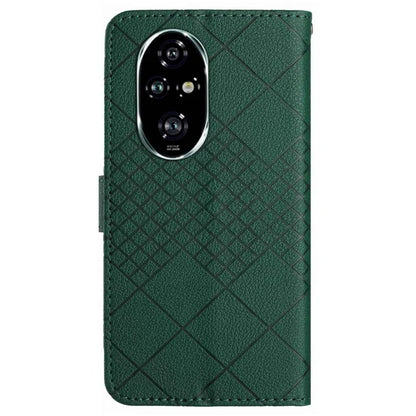 HT06 For Honor 200 5G Case PU Leather Wallet Flip Phone Cover Rhombus Pattern