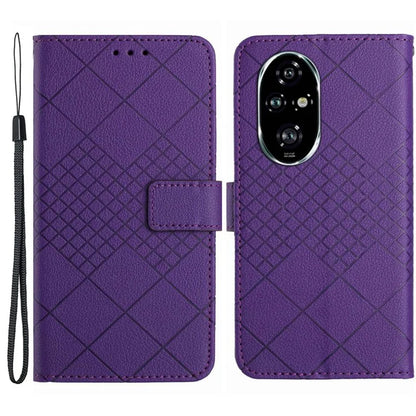 HT06 For Honor 200 5G Case PU Leather Wallet Flip Phone Cover Rhombus Pattern
