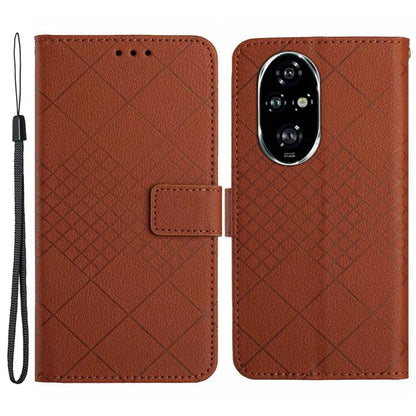 HT06 For Honor 200 5G Case PU Leather Wallet Flip Phone Cover Rhombus Pattern
