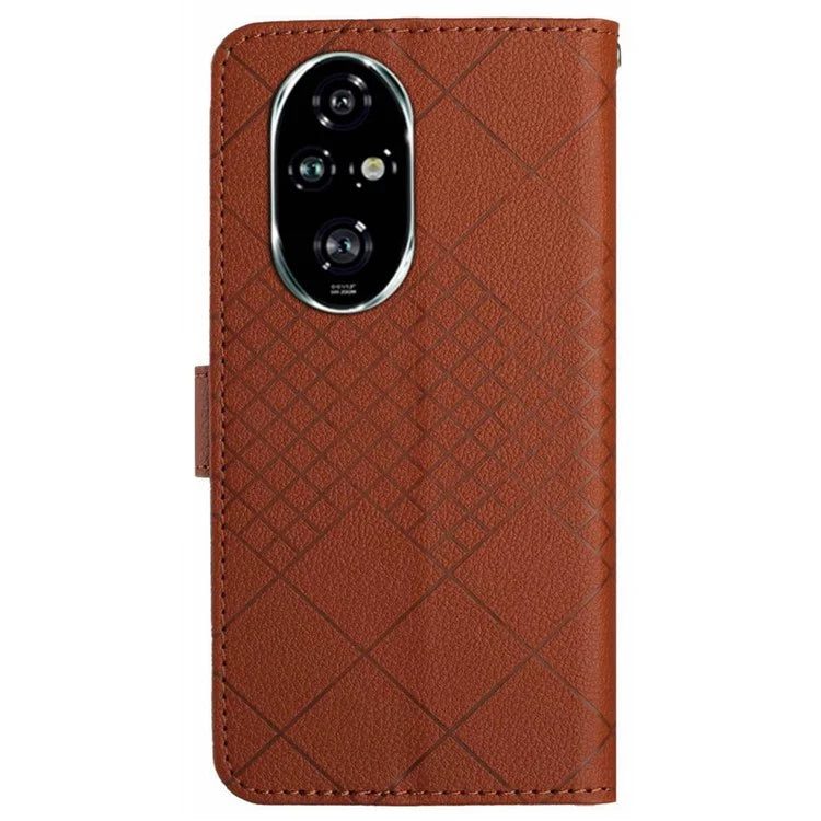 HT06 For Honor 200 5G Case PU Leather Wallet Flip Phone Cover Rhombus Pattern