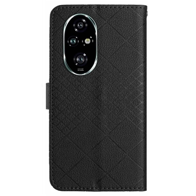 HT06 For Honor 200 5G Case PU Leather Wallet Flip Phone Cover Rhombus Pattern