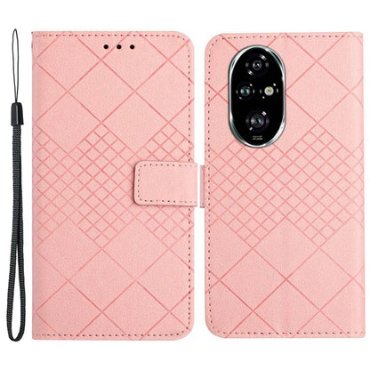 HT06 For Honor 200 5G Case PU Leather Wallet Flip Phone Cover Rhombus Pattern