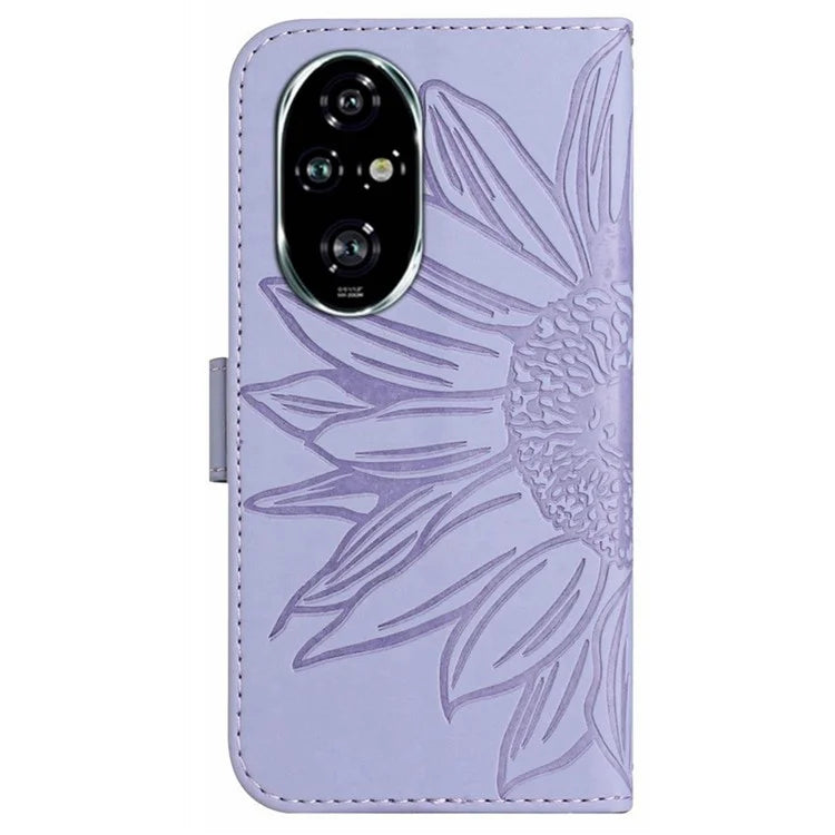 HT04 For Honor 200 5G Case Sunflower Leather Wallet Protective Phone Cover with Wrist Strap