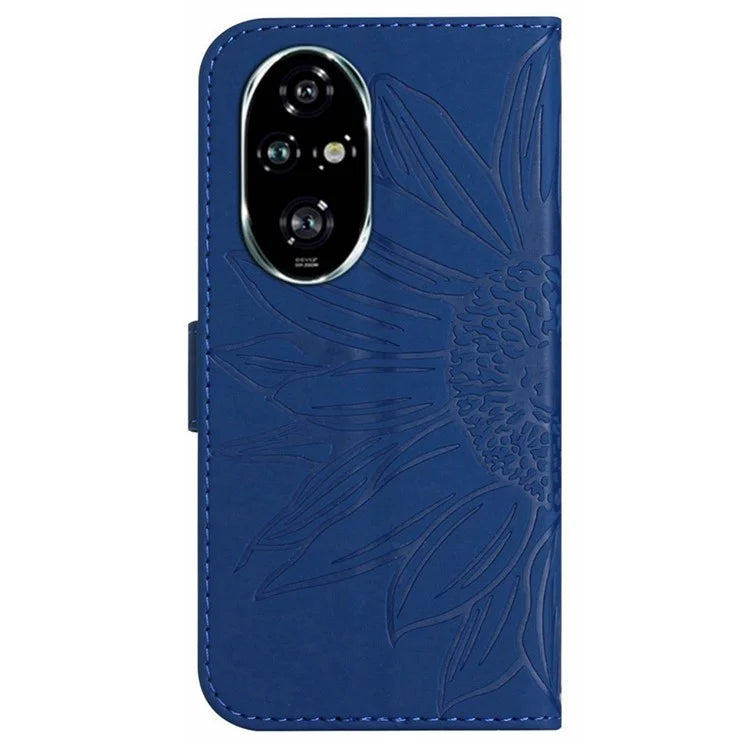 HT04 For Honor 200 5G Case Sunflower Leather Wallet Protective Phone Cover with Wrist Strap